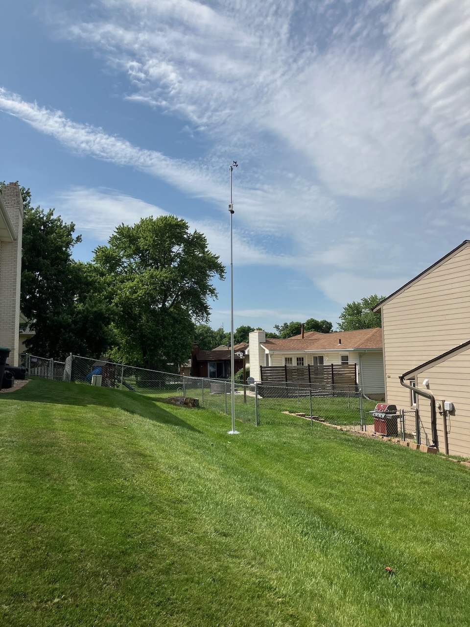 Anemometer atop 25 ft pole